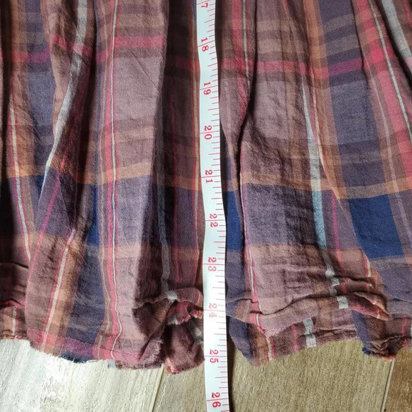 Lucky Brand Women's Short Sleeve Babydoll Tunic Shirt Plaid Size XS - Picture 6 of 12